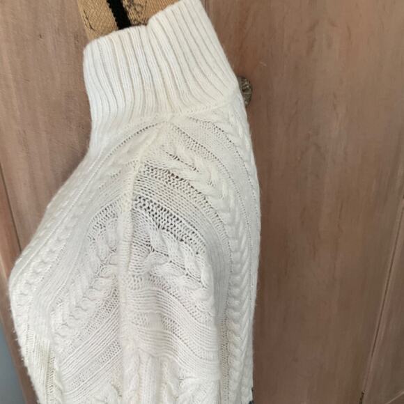 Splendid color block cotton turtleneck sweater ivory gray cable knit fisherman L - Picture 11 of 16